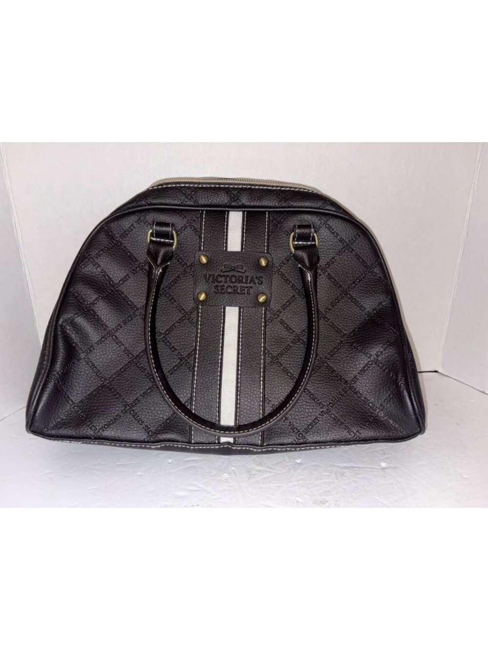 Victoria Secret Black Signature Handbag White Trim 200705FJD/HB2
